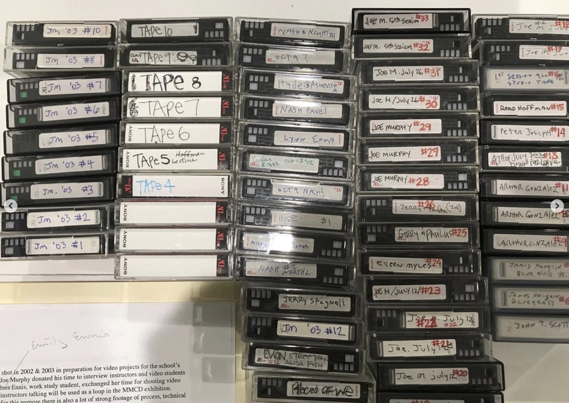 8mm digital video tapes in the Penland archives. Image courtesy of Penland School of Craft.