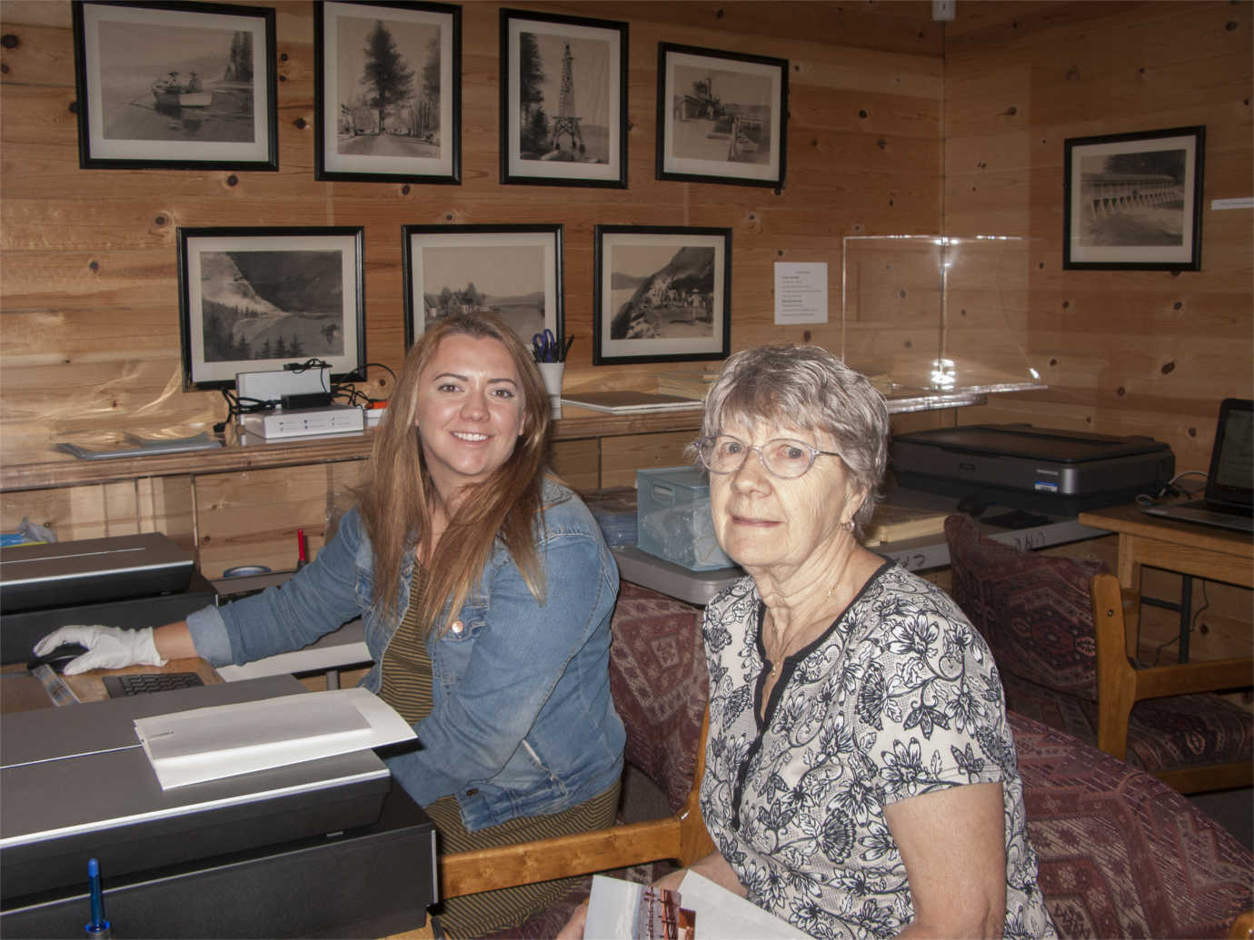 Dani Smith and Janet Eby at the Gatekeeper&rsquo;s Museum for the North Lake Tahoe Digitization Day on June 26, 2016. Image courtesy of the University of Nevada, Reno.