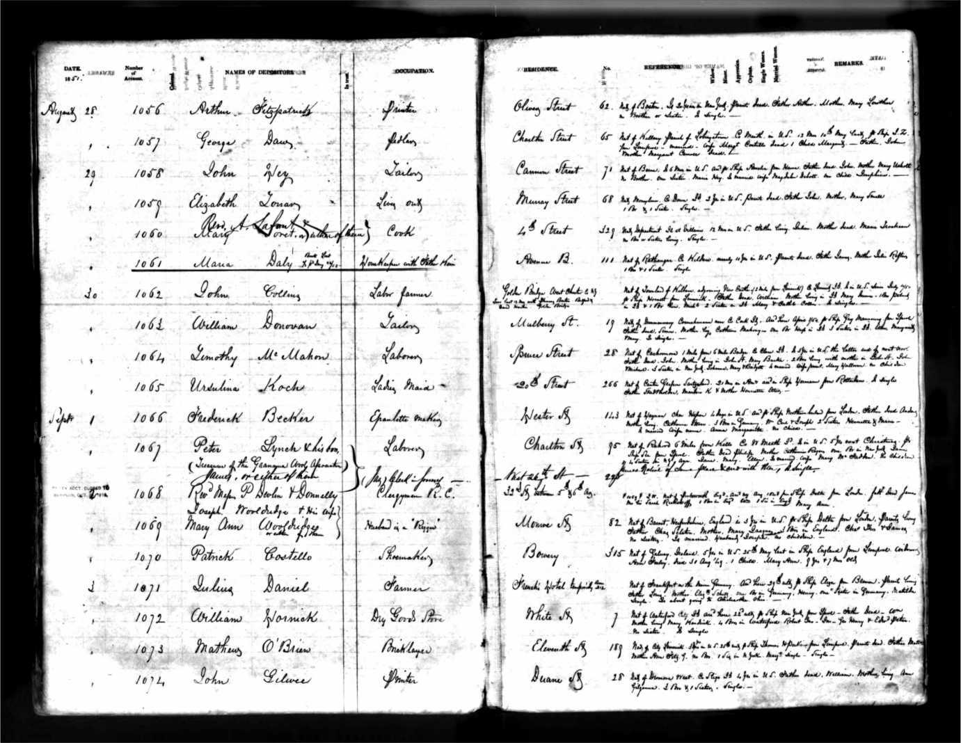 A ledger from the Emigrant Savings Bank. Digitizing the accounts was a monumental task that involved transcribing thousands of handwritten records. Image courtesy of *Beyond &ldquo;Rags to Riches&rdquo;*.
