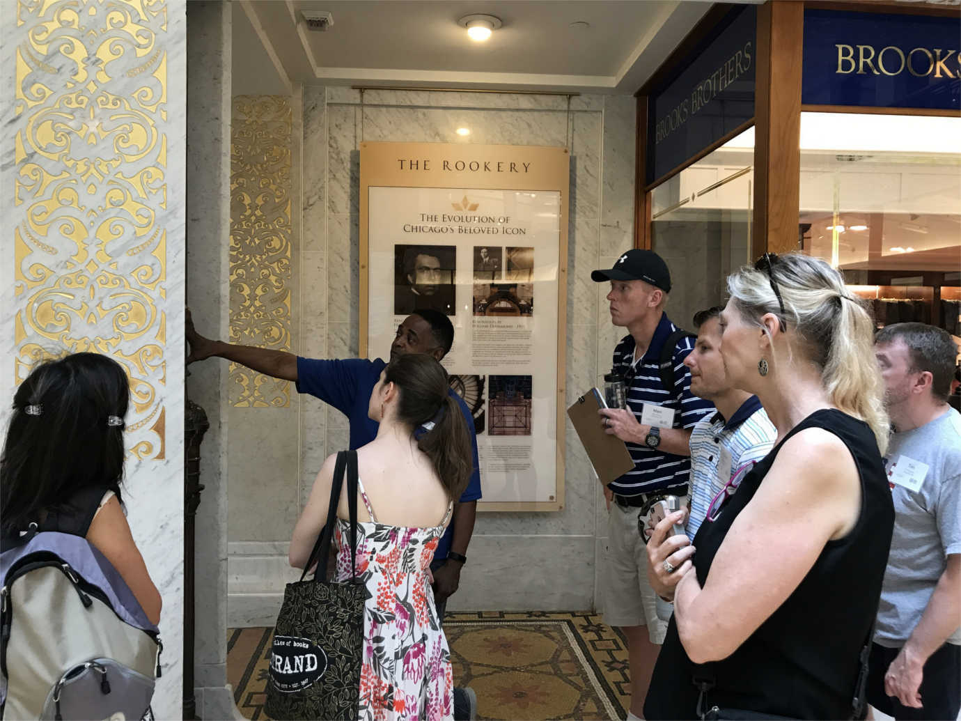 Teachers explore Chicago&rsquo;s Rookery building. Image courtesy of the Chicago Architecture Foundation.