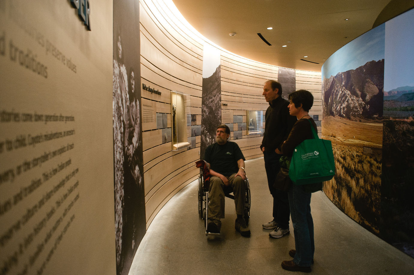 Visitors explore the *Native Voices* exhibition.  *Native Voices* grew out of the museum&rsquo;s desire to display its ethnographic collections and its need to accurately represent Utah&rsquo;s native peoples and their histories. Image courtesy of the Natural History Museum of Utah.