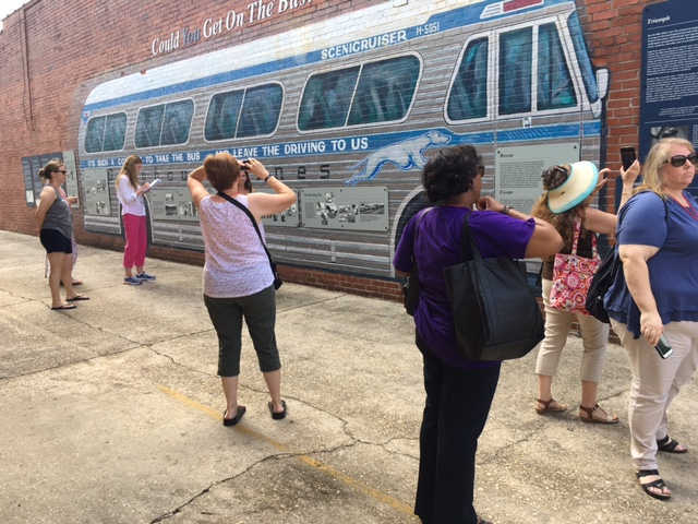 Program participants at the Freedom Riders Museum in Anniston, Alabama, where they learned about riders&rsquo; efforts to register voters against violent opposition.  Image courtesy of Dr. Martha Bouyer, project director.
